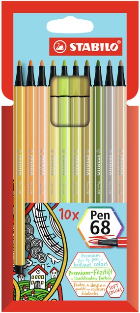 Abstractie ochtendgloren formeel Viltstift STABILO Pen 68 etui à 10 nieuwe kleuren - Datas Kantoor Kompleet