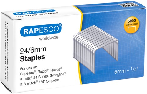 Rapesco 24/6mm (22/6) Verzinkt Staples (doos 5000)