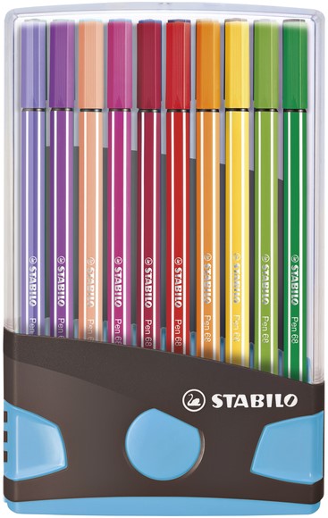 Aanvankelijk herberg Staren Viltstift STABILO Pen 68 ColorParade turquoise etui à 20 kleuren - Datas  Kantoor Kompleet