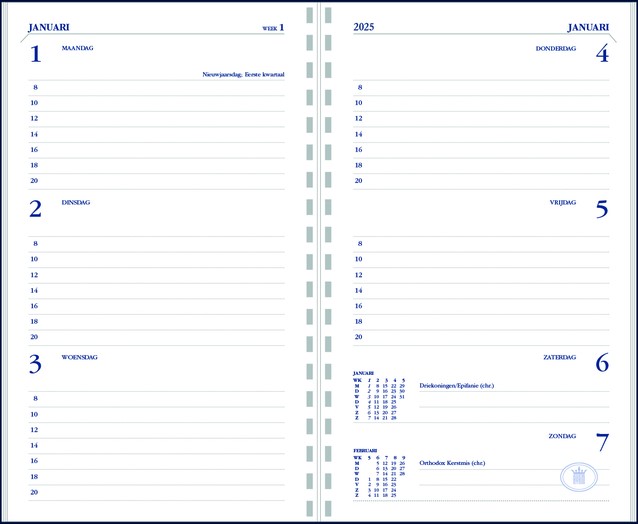 Agendavulling 2025 Ryam Memoplan 7 7dagen/2pagina's wit - Datas Kantoor